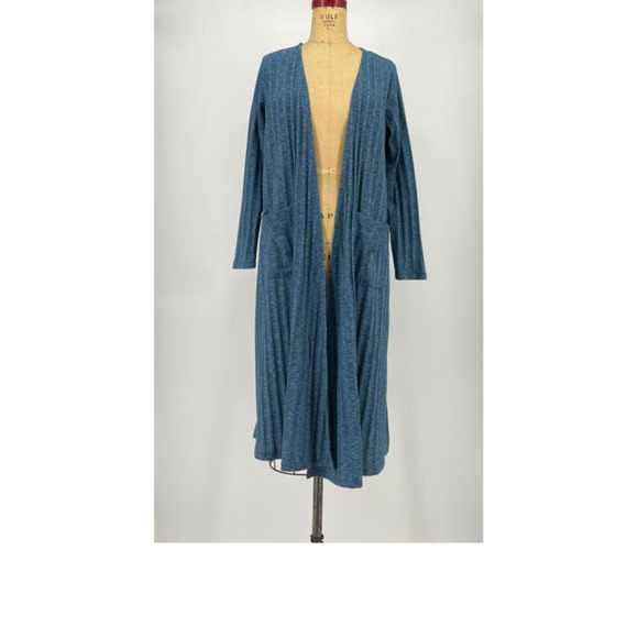 Lularoe Sarah Cardigan Duster Sweater Ribbed Blue Marl Knit M - Picture 9 of 9